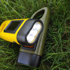 Solar Dynamo Torch Light LED Flashlight Outdoor Travel Emergency Flashlamp