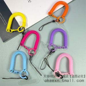 Macaron Colored Elastic Spring Rope Extendable Lanyard for Mobile Phone And Earphone Anti Loss Wristband Swimming Card Delivery