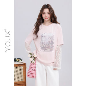 YOUXIANG | Áo Blouse Chống Nắng Kiểu Dây Ren Cổ Điển