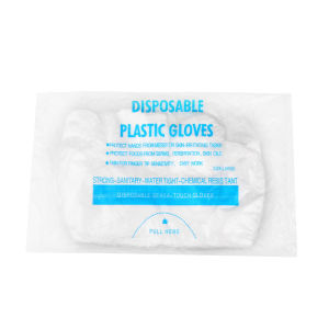 100 cái / túi Kích thước: 245 x 135cm Vật liệu PE tiêu chuẩn thực phẩm găng tay dùng một lần Số lượng: