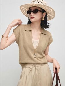 V.C.I | Chic French Style Polo Collar False Two-piece Short Sleeve T-Shirt Women