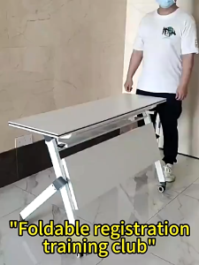 Happihaus Folding Table Movable Study Desk 120CM With Wheels Office Meeting Table Computer Desk