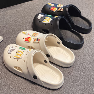 Comfortable Flat Bottom Clog Shoes for Women Outdoor Bathing Fashionable Anti-Slip Simple Cute for Students Couples Wear