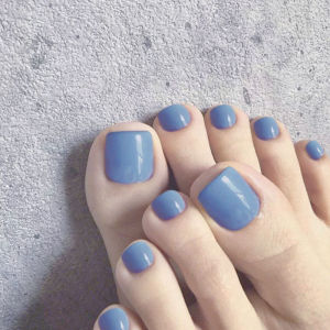 Navy Blue Toe Wear Nail Stickers Nails Finished White Simple European and American Style Pure Color Removable Fake Nail Tip