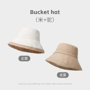 Double-Sided Fisherman Hat Womens Summer Korean Style Face Slimming UV Protection Sunscreen Bucket Hat Casual Cotton Cap