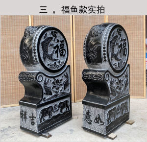 Stone Carving Gate Pier Drum-Shaped Bearing Stone a Pair of Courtyard Entrance KIRIN Stone Lion Bluestone Antique Distressed a Block of Stone Used as a Seat Stone Drum