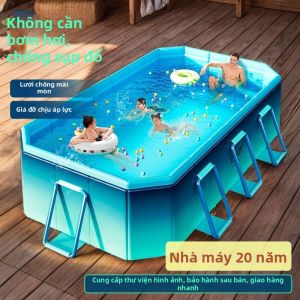 MLZH | Bể Bơi Dành Cho Trẻ Em Bền Đựng Ngoài Trời Có Thể Gập Được Với Mái Trượt