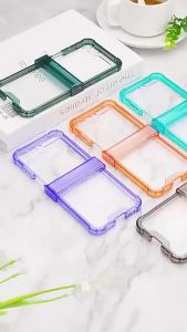 szhaiyu | For Samsung Galaxy Z Flip 8 Z Flip 7 Transparent Shockproof Case With Hinged Protection Bumper Armor Folding Back Clear Cover