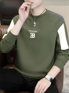 HENGYUANXIANG | Loose Fit Long Sleeve Round Neck Mens Sweatshirt Base Layer Shirt Fashionable Spring New Arrival Comfortable Cotton Polyester Blend