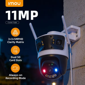 Imou | IMOU Cruiser 11MP PTZ Triple Lens Outdoor WiFi IP Red Blue Dual Warning Lights Human and Vehicle Detection Security Camera