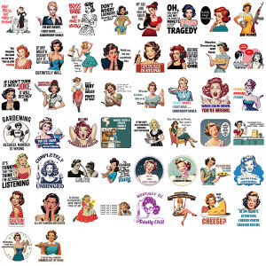 50PCS Cartoon Womens Quotes Graffiti Stickers Decorative Guitar Notebook Luggage Can Be DIY Waterproof Stickers