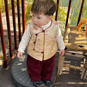 Childrens Chinese Style Tang Suit New Years Outfit Spring Clothing Set Boys Girls Baby Fashionable Traditional Costume