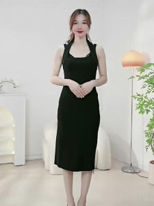 Váy Mùa Hè Dài Cổ Treo Cho Nữ Váy Công Sở Thanh Lịch Váy Không Tay Váy Thường Ngày Cho Nữ Váy Chữ a Không Tay Dài