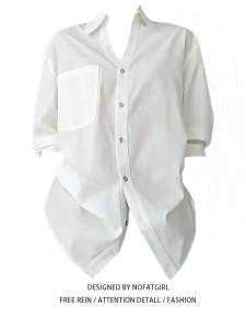 เสื้อเชิ้ตสีขาวหลวมๆ สไตล์ฝรั่งเศส ทรงหลวมๆ ลำลอง สำหรับผู้หญิงไซส์ใหญ่ ฤดูใบไม้ผลิ 2025 เสื้อเชิ้ตแขนยาวคอปก