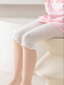 Usbettas | Summer Lightweight Mosquito-Resistant Girls Leggings 7/8 Length White S