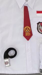 setelan seragam sekolah merah putih anak laki-laki lengan pendek sd kelas 1-6 topi merah putih