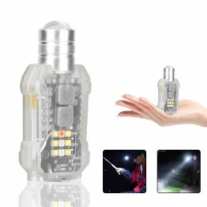 Mini Portable EDC Flashlight USB Rechargeable Zoomable Torch Powerful Pocket Flashlight with WhiteYellow and 395nm UV Lamp