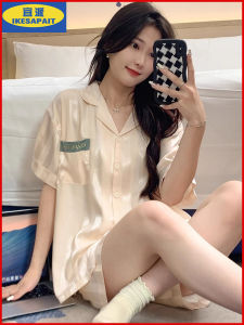 ชุดนอนผ้าไหมน้ำแข็งฤดูร้อนสำหรับผู้หญิง ชุดนอนแขนสั้น ชุดอยู่บ้าน ผ้าไหมน้ำแข็ง ชุดนอนฤดูใบไม้ผลิและฤดูใบไม้ร่วง