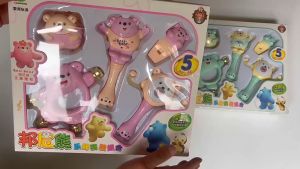 Newborn soothing hand rattle plastic rattle set combination 5-piece set infant toys 0-1 years old gift box
