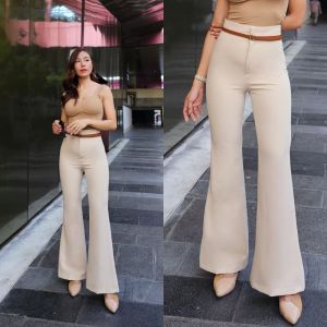 18decem กางเกงขาม้า กางเกงผ้าเอวสูง ทรงม้าใหญ่ S-2XL