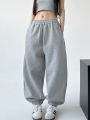 Black High Waist Casual Sweatpants Women's Spring New Loose Versatile Popular Sport Pants Fashionable Loose Comfortable Leggings. 