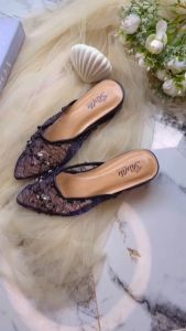 Rattu Boutique - Heels Tahu 3cm Brukat Payet Maryam/Sepatu Pengantin/Sepatu Seserahan/Sepatu wisuda