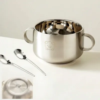 onlycook | Onlycook 316L Stainless Steel Baby Bowl Food Grade Suction Feeding Bowl Infant Toddler Mealware Cute Cartoon Design