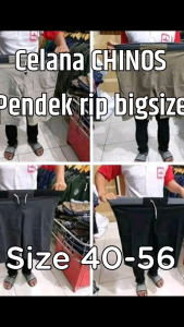 Celana chinos pendek pria jumbo karet celana ukuran bigsize bahan katun melar tebal celana pria jumbo kekinian
