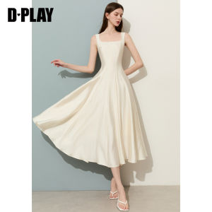 D-PLAY | Elegant Black Sleeveless Dress With V-Neck Back and Square Neckline Summer Dress