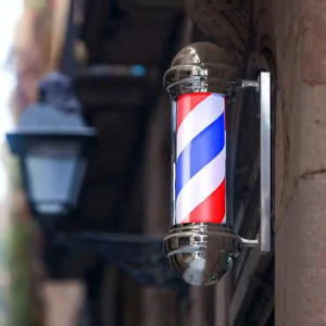 Good quality(95/90/70/65/50/25) Barber Shop Pole Lamp Waterproof Red White Blue Rotating LED Light Bar Logo Hair Salon 220V
