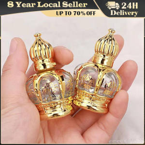 15ml Luxury Crown Shape Golden Perfume Bottles Mini Essential Oil Container Empty Roll-on Bottles Luxury Refillable Bottle Gold Crown Shape Perfume Bottling Portable Travel Electroplated Carve Glass Luxury Empty Bottle