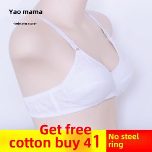 Pure Cotton Bra for Middle-Aged And Elderly Women No Steel Ring No Sponge Thin Cotton Underwear Large Size Loose Summer
