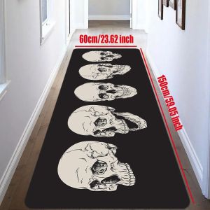 VIKAMA Gothic-style Skeleton Runner Rug Anti-slip Corridor Floor Mat Kitchen Bedroom Rug Halloween Horror Home Decoration