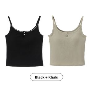 Miiow | Cat Lady Threaded Strap Vest Women Summer 2025 New Half Open Front Sleeveless Top Base Layer Tank Top Outerwear Fitness Clothes