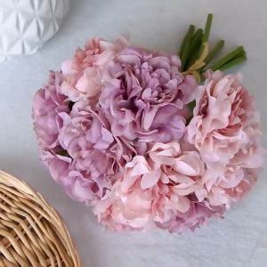 Bó 5 cành hoa mẫu đơn lụa cao cấp trang trí nhà cửa siêu xinh phụ kiện chụp ảnh hoa cưới cô dâu cao cấp 1 bó 5 cành Hoa giả decor Hoa hồng mẫu đơn giả
