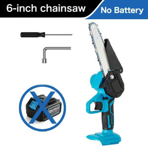 6 Inch Cordless Electric Chainsaw Battery Powered Handheld Tree Log Cutting Tool for Yard Gardening Home DIY Woodwork