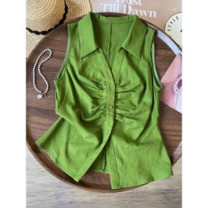 AEJUONOS | Elegant Slim-Fit Sleeveless Green Polo Shirt