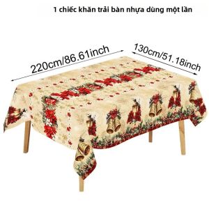 VIKAMA Poinsettia Bell In Hình Bông Tuyết Giáng Sinh Khăn Trải Bàn Hình Chữ Nhật Chống Dầu Chống Thấm Nước Có Thể Giặt Bằng Máy Ngày Lễ Đảng Trang Trí Nhà Bàn