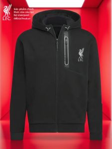 Liverpool FC | Áo Khoác Len Có Mũ Đen cho Thể Thao và Giải Trí