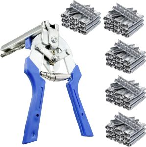 Hog Ring Plier Tool/ 600pcs M Clips Staples Chicken Mesh Cage Wire Fencing Caged clamp Ring Plier Fencing Manual Plier Universal