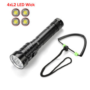 Waterproof Super Bright Scuba Flashlight: 4 LED 6000 Lumens Underwater Professional Diver Flashlights