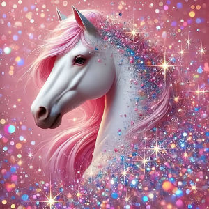 Tranh Thêu Kim Cương HUACAN Pink Fantasy Hình Ngựa Tranh Ghép Hình Vuông Trang Trí Tường Nhà Dán Đầy Đủ Phong Cách Hiện Đại Chất Liệu Nhựa.