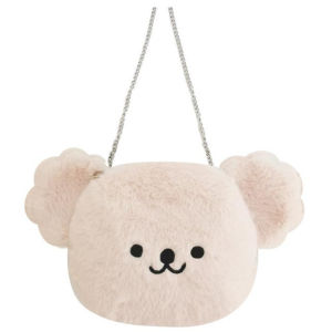 Cute Bear Plush Crossbody Bag Chain Style Student Trendy Ins Cartoon Fashion Single Shoulder Bag Soft Polyester Lining Zipper Closure