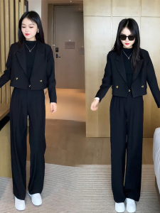 Fashionable Womens Suit Set Casual Professional Two-Piece Suit Autumn 2025 New Small Size Elegant Outerwear And Pants