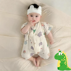 100% Cotton Baby Short-Sleeve Romper – Summer Newborn Clothes Lightweight & Breathable Fabric Cool & Comfortable