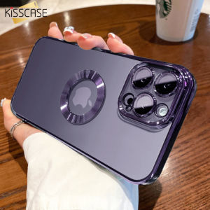 【With Lens Film】KISSCASE For iPhone15ProMax CD Luxury Electroplating Ultra-Thin LOGO Case Shockproof CD Missing High Transparent Clear All Inclusive Soft TPU Case Protective Cover For Apple15 Pro Max 14 Plus 13 12 11