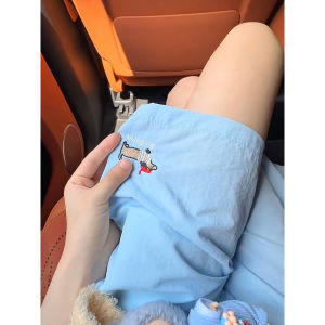 Quần Short Thể Thao Màu Hồng Dopamine Cho Nữ Mùa Hè Ngoài Trời Thêu Hình Chú Chó Chihuahua Quần Nhanh Khô Nhanh Quần Đùi Xe Đạp