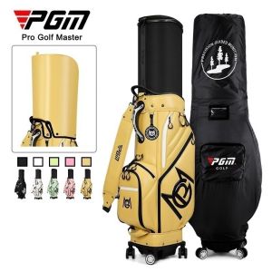 PGM Mo Eyes Microfibre Leather 8 Divider Telescopic Hard Case Golf Travel Bag with Inverted Golf Clubs Design QB153