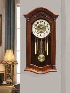 New Chinese Style Wooden Wall Clock Living Room Decorative Timepiece High End Retro Personalized Creative Quartz Clock for Home Use