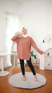 Kaos Polos Wanita Oversized Long Sleeve Lengan Panjang / Kaos Oversize Wanita Panjang